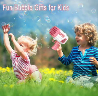 Bazooka Bubble Gun Toy – Fun Automatic Bubble Machine For Kids With Bubble Solution And Tray (Random Color)
